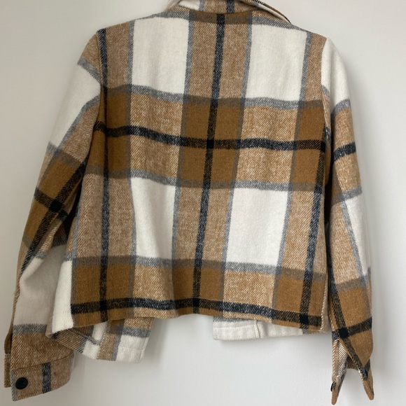 Plaid flannel Shacket- brown black and white - Picture 2 of 2